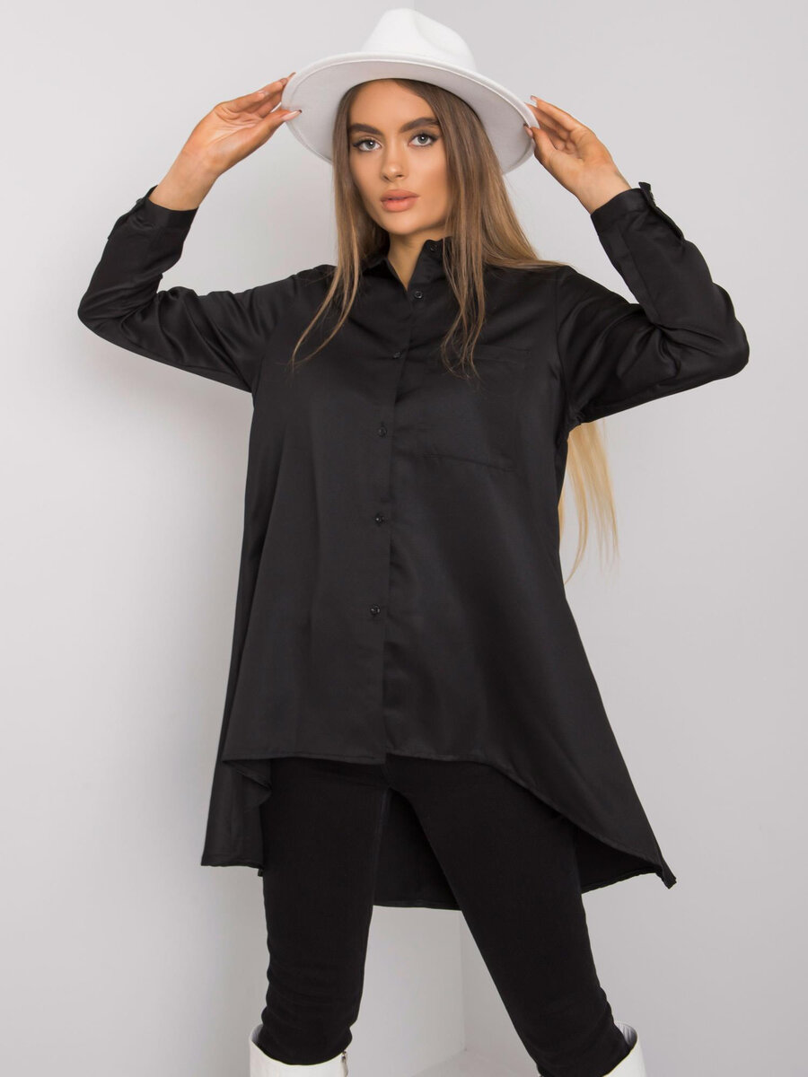 Dámská černá košile s delšími zády FPrice, jedna velikost i523_2016103055487
