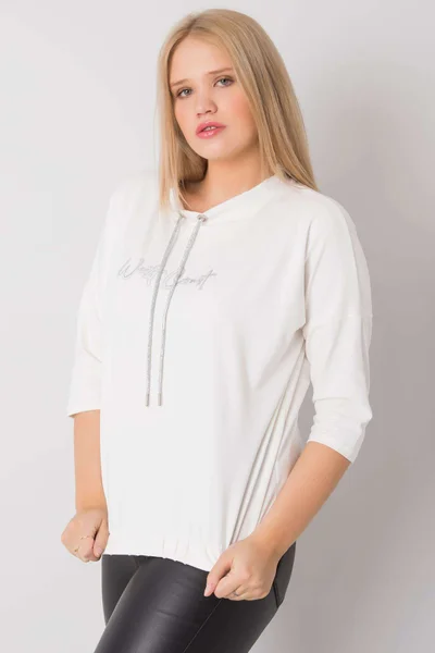 Dámská ecru bavlněná plus size dámská halenka s aplikací FPrice