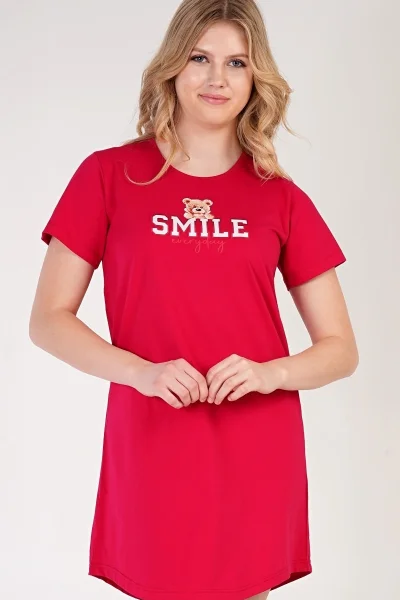 Medvědí náruč s nápisem SMILE - Dámská noční košile Vienetta