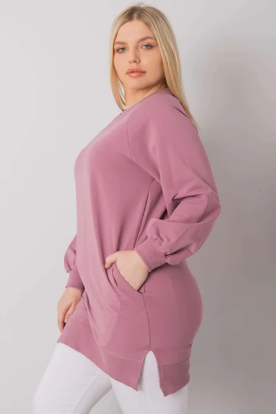 Dámská špinavě růžová bavlněná mikina pro ženy plus size FPrice