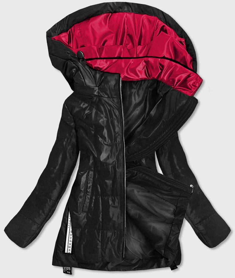 Černá bunda pro ženy s barevnou kapucí 5M486O ROSSE LINE, odcienie czerni 50 i392_16858-28