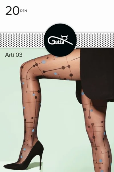 Vzorované dámské punčochové kalhoty ARTI - DEN v NERO.modré