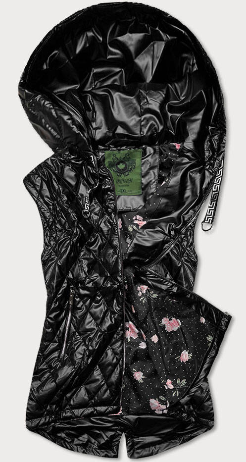 Černá prošívaná dámská vesta s kapucí 549 CANADA Mountain, odcienie czerni 48 i392_20260-27