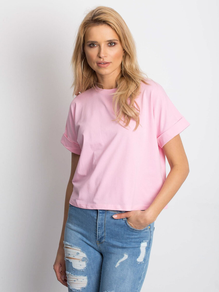 Dámské základní růžové bavlněné tričko FPrice, L i523_2016102182580
