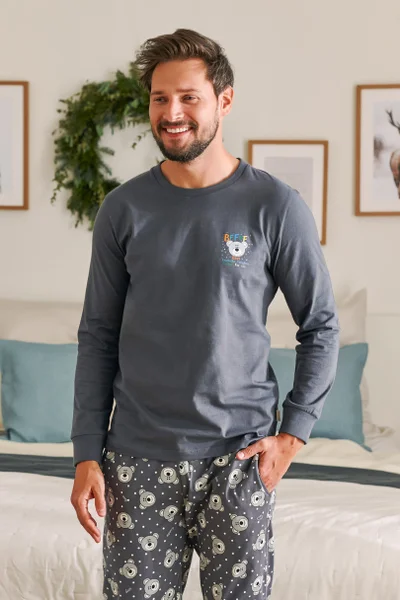 Komfortní pyžamo pro muže Doctor Nap - Tmavě šedá vzor