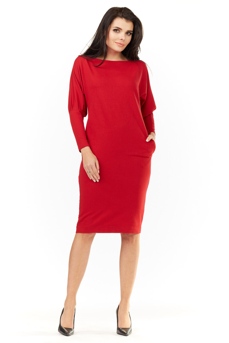 Červené midi šaty s kapsami - Lady Scarlet, S/M i10_P66996_2:116_