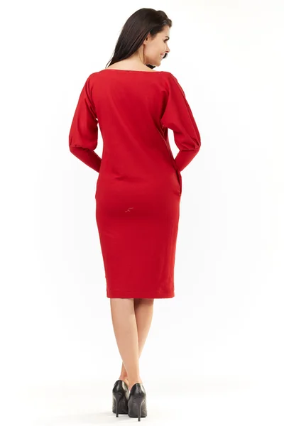 Červené midi šaty s kapsami - Lady Scarlet