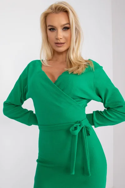 Zelené žebrované dámské šaty Rue Paris