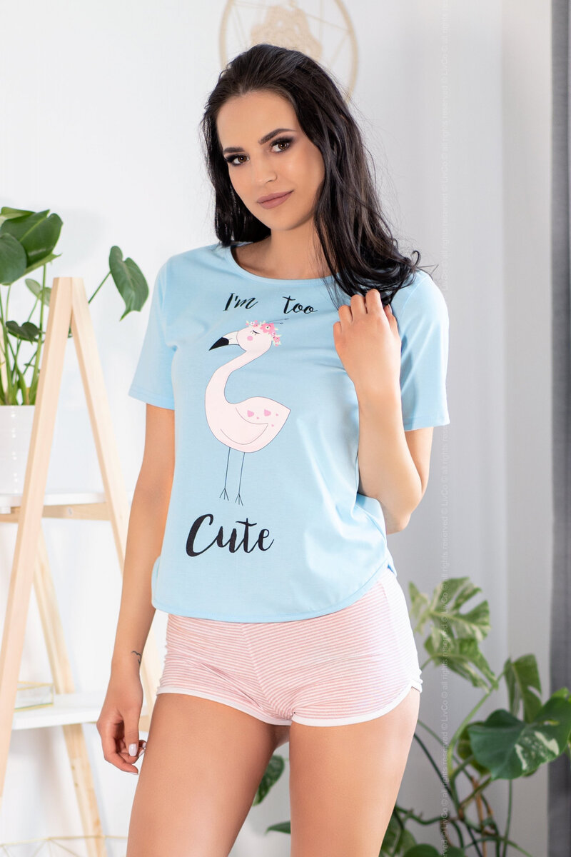 Pyžamo pro ženy Cute Flamant - LivCo Corsetti Livia Corsetti, Modrá L/XL i10_P43912_1:29_2:117_