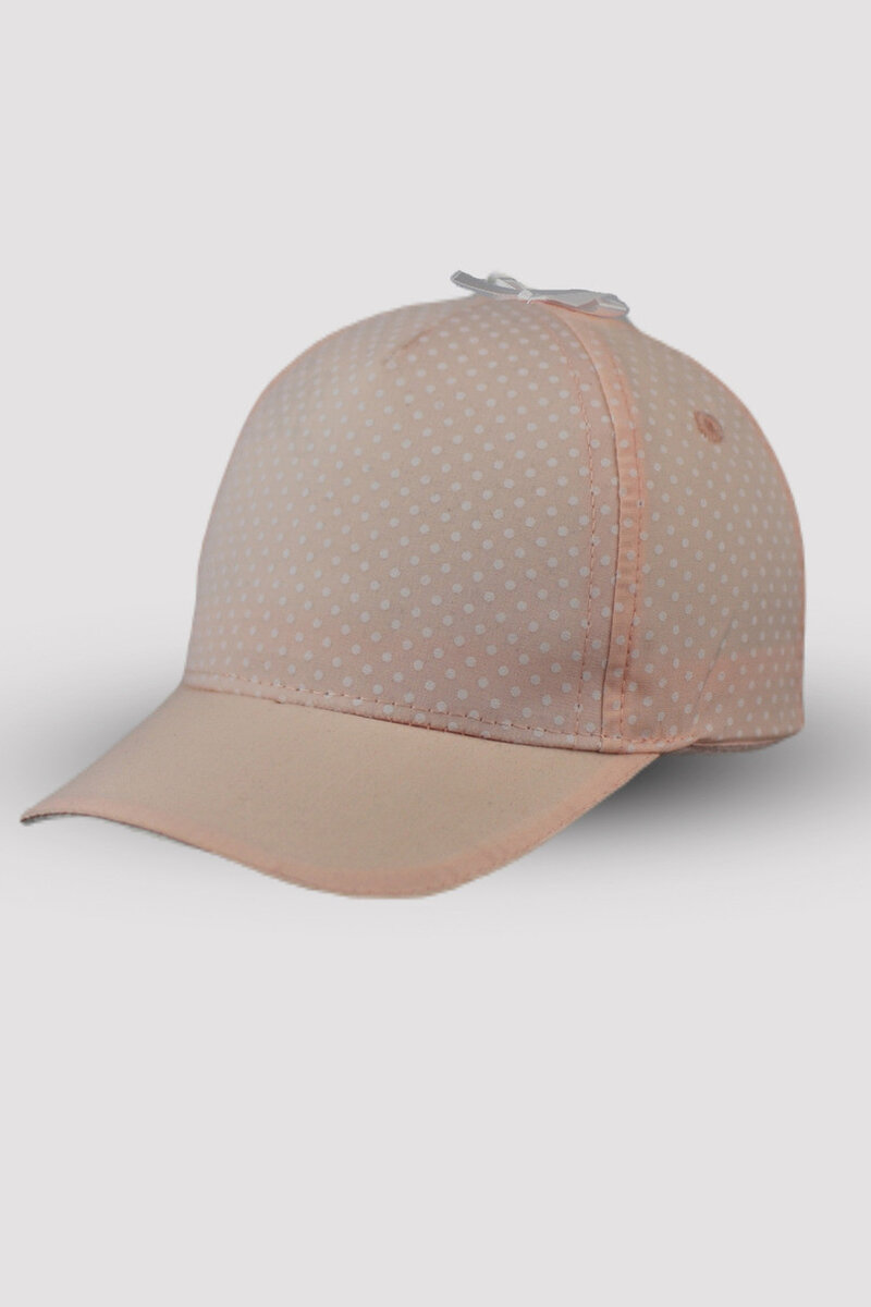 Dívčí puntíkatá baseballová čepice s mašlí Noviti, pudrově růžová 42-46 i170_CD001-G-01-042046