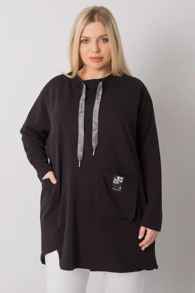 Dámská černá plus size tunika s kapsami FPrice