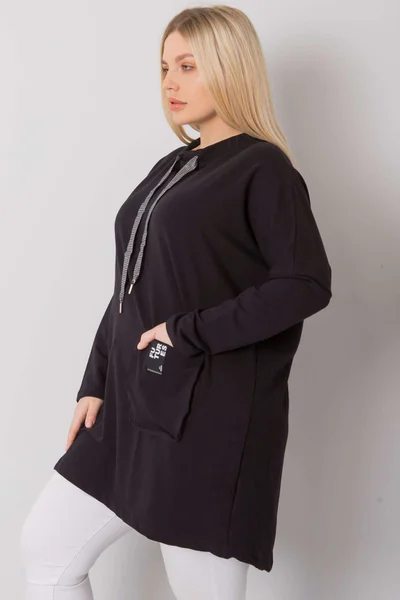 Dámská černá plus size tunika s kapsami FPrice