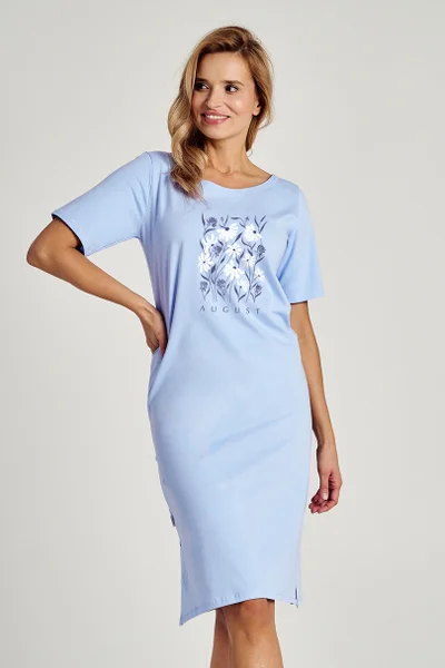 Krátkorukávová dámská bavlněná košile Taro Modrá S-XL