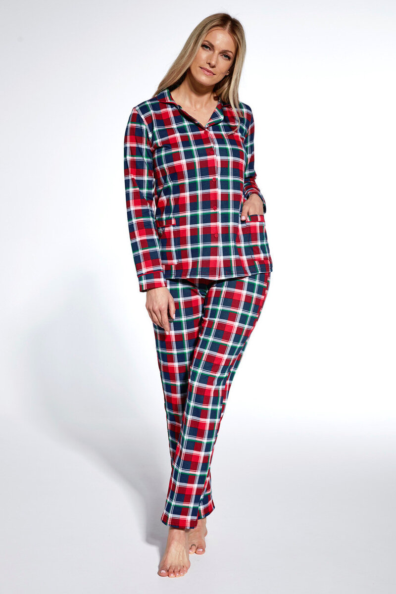 Kostkované pyžamo Cornette pro ženy, granát XL i170_PD-482-0XL-267601-369