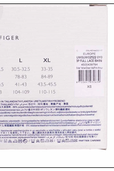 Tommy Hilfiger 3Pack Krajkové Tanga Kalhotky Žlutá/Růžová/Zelená