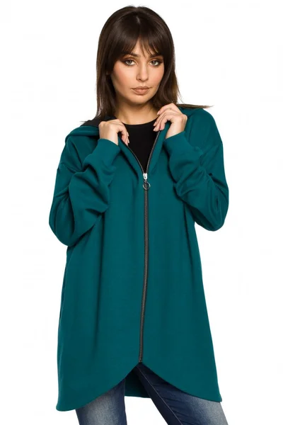 Zelená Oversized Mikina s Kapucí na Zip - Teplý Komfort