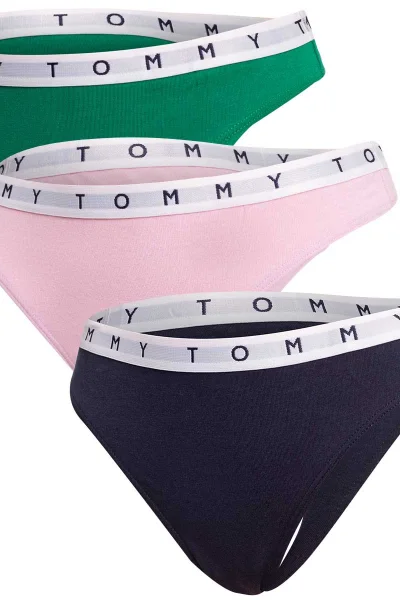 Tommy Hilfiger Dámská Tanga 3Pack Zelená/Růžová/Černá