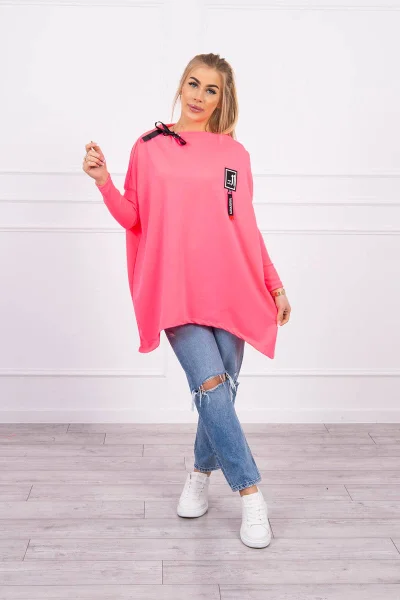 Dámská neonová oversize mikina s asymetrickými boky K-Fashion