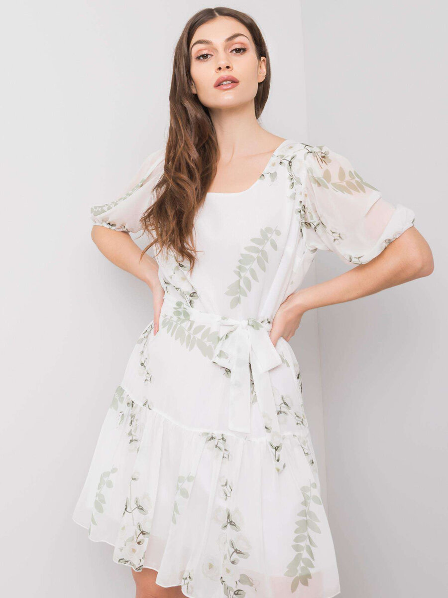 Dámské bílé šaty s květinami FPrice, 36 i523_2016102822387