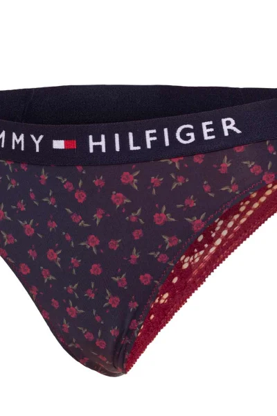 Dámská tanga Tommy Hilfiger Black/Maroon s krajkou