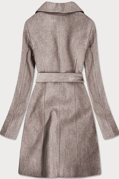 Hnědý dámský kabát s drobným károvaným vzorem UDGKY0 ROSSE LINE
