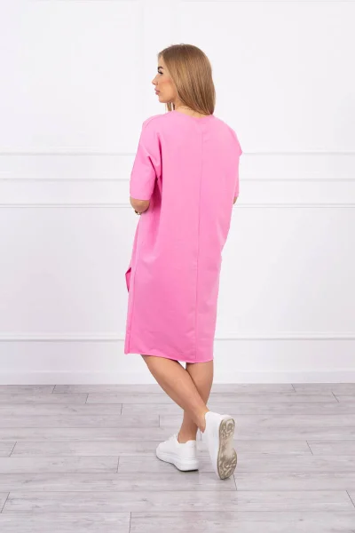 Dámské oversize šaty růžové K-Fashion