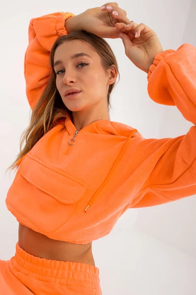 Fashionhunters Fluo Oranžová Tepláková Souprava se Sukní