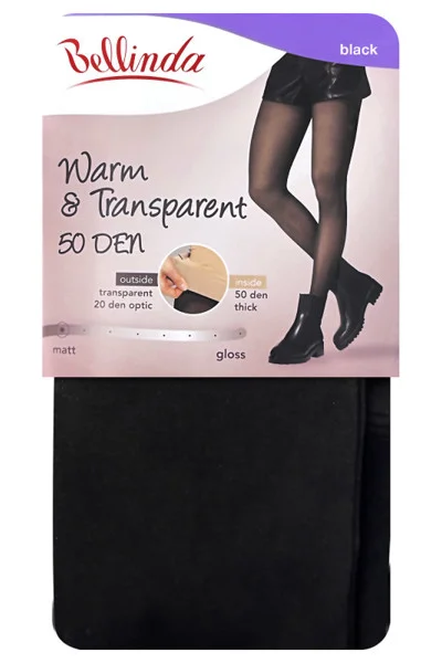 Dámské černé teplé punčocháče WARM & TRANSPARENT - Bellinda