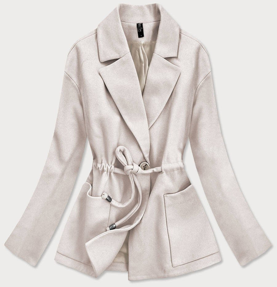 Volný dámský krátký kabát v barvě ecru HP333 ROSSE LINE, odcienie beżu XXL (44) i392_17034-48
