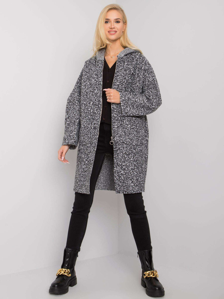 OCH BELLA Šedý dámský kabát s kapucí FPrice, jedna velikost i523_2016103062737