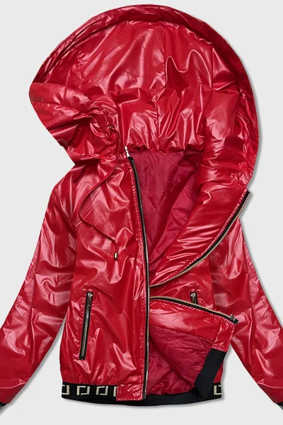 Krátká červená bunda pro ženy s kapucí 9Q10N S'WEST
