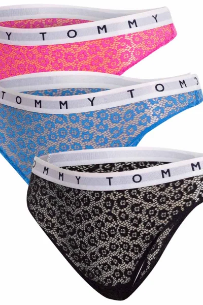 Tommy Hilfiger 3pack dámská tanga černá/růžová/modrá