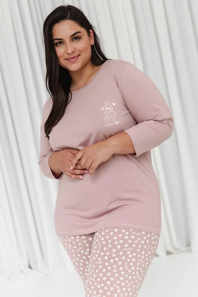 Kávové pohodlí - Dámské pyžamo Taro Gabrielle 2XL-3XL