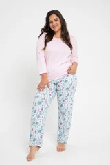 Růžové květinové pyžamo pro ženy Taro Amora 2XL-3XL