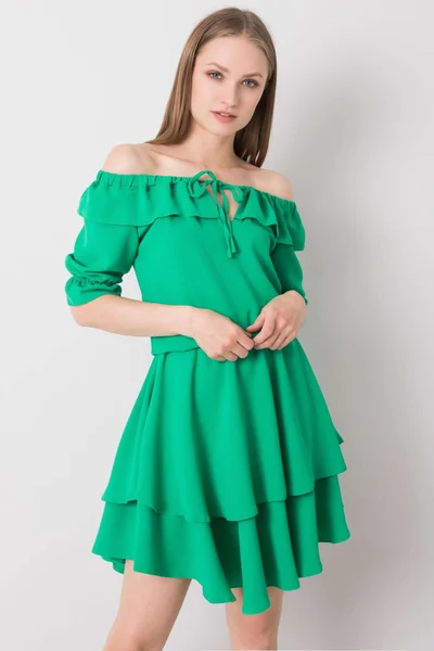 Dámské RUE PARIS Zelené šaty s volánkem FPrice