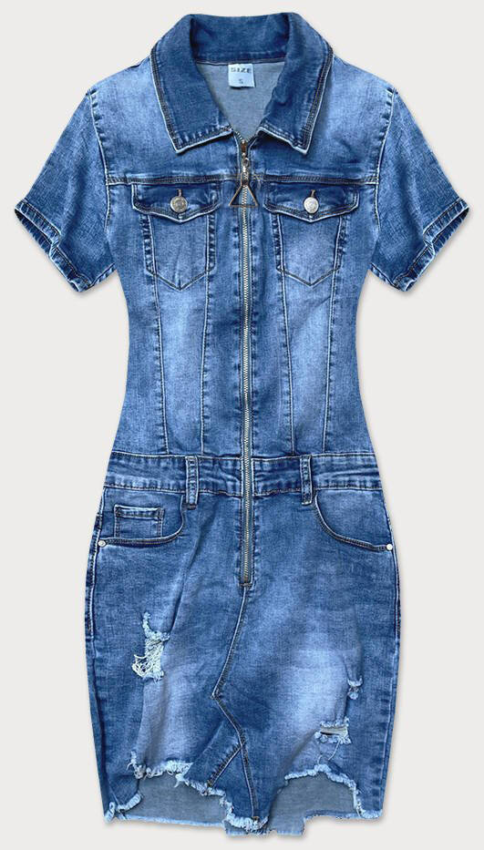Džínové šaty Gourd Jeans s límečkem a kapsami, odcienie niebieskiego M (38) i392_22292-47