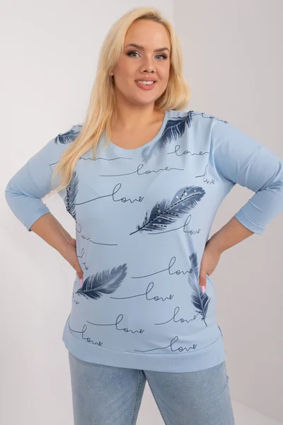 Světle modrá dámská halenka plus size Fashionhunters