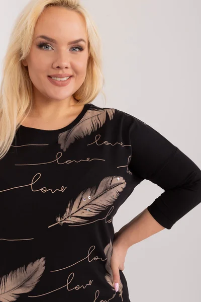 Plus Size Černá Dámská Halenka s Rukávem Fashionhunters