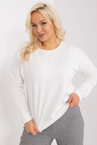 Ecru dámská plus size halenka s nášivkou Fashionhunters