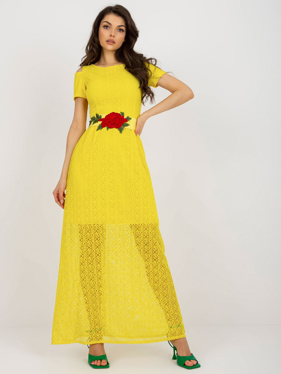 Žluté dámské šaty SK s květinovým potiskem od FPrice, 36 i523_2016103365487