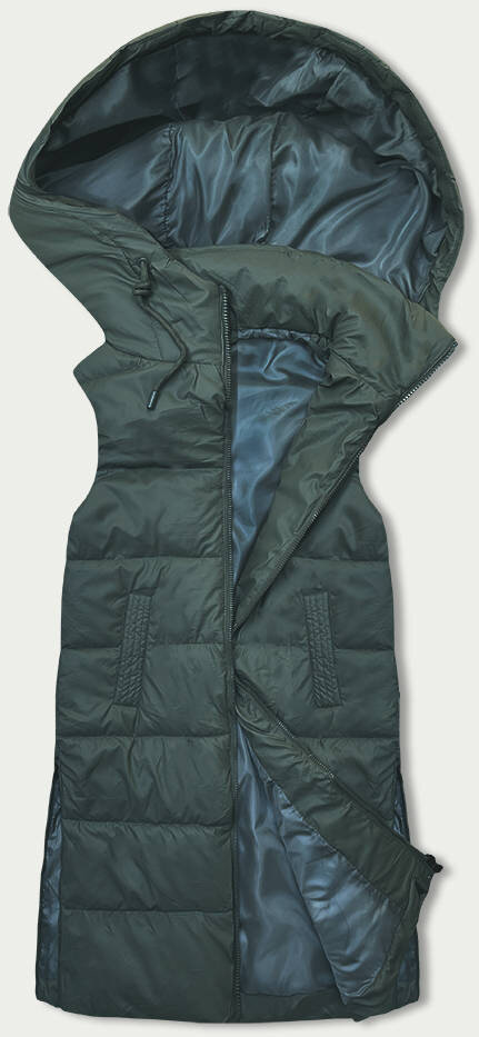 Zateplená zelená dámská vesta s kapucí Zimní Zelenka, odcienie zieleni XXL (44) i392_22430-48