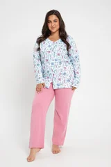 Květinové pyžamo pro ženy Taro Valencia modré 2XL-3XL