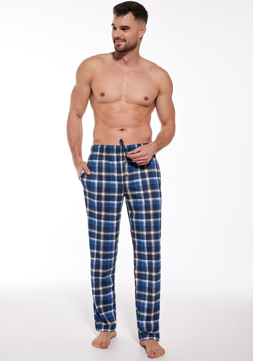 Mužské kostkované pyžamové kalhoty Cornette 3XL-5XL, tmavě modrá 5XL i384_83153658