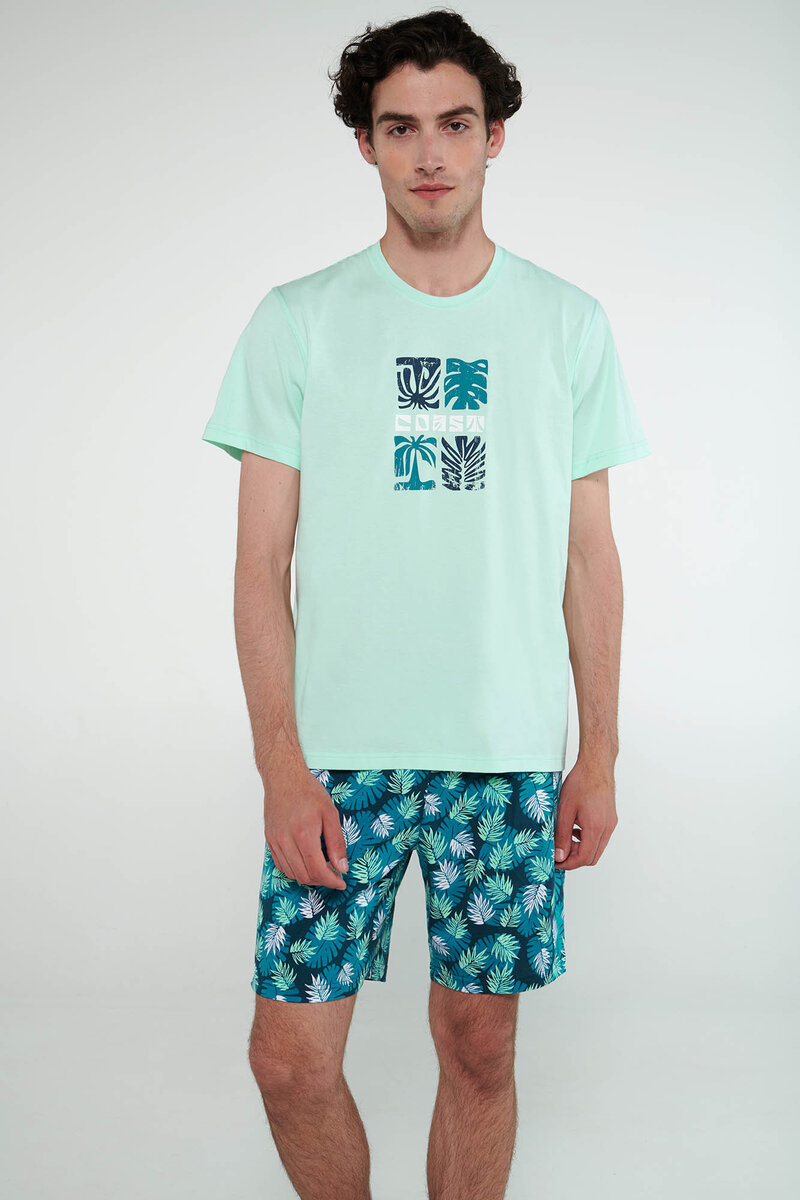 Pohodlné pyžamo pro muže s krátkými rukávy Vamp, aqua melon XL i512_20710_717_5