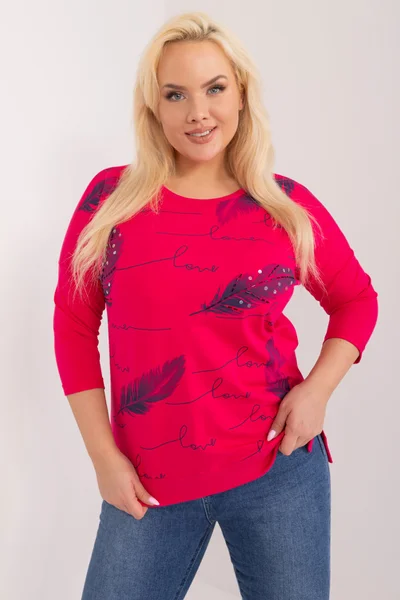 Fuchsiová plus size halenka s nápisy od Fashionhunters