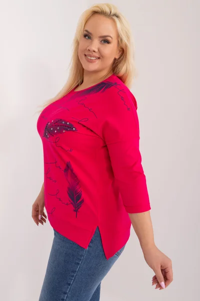 Fuchsiová plus size halenka s nápisy od Fashionhunters