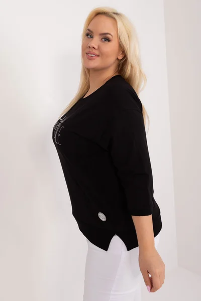 Černá plus size halenka s kamínky Fashionhunters