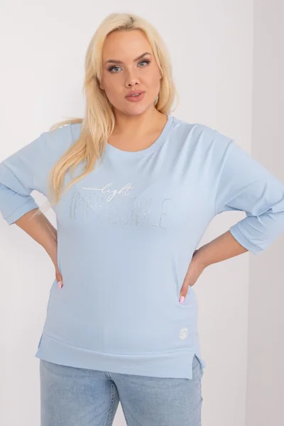 Fashionhunters Plus Size Modrá Halenka s Rozparky