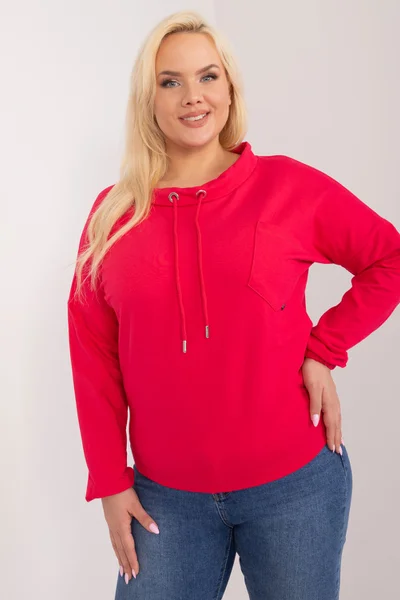 Červená halenka plus size s kapsou - Fashionhunters