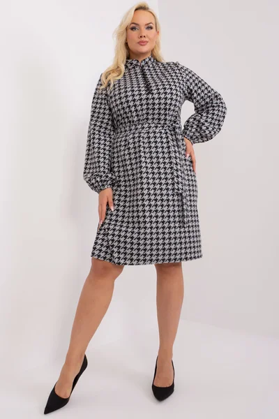 Dámské šedočerné elegantní šaty Houndstooth Fashionhunters